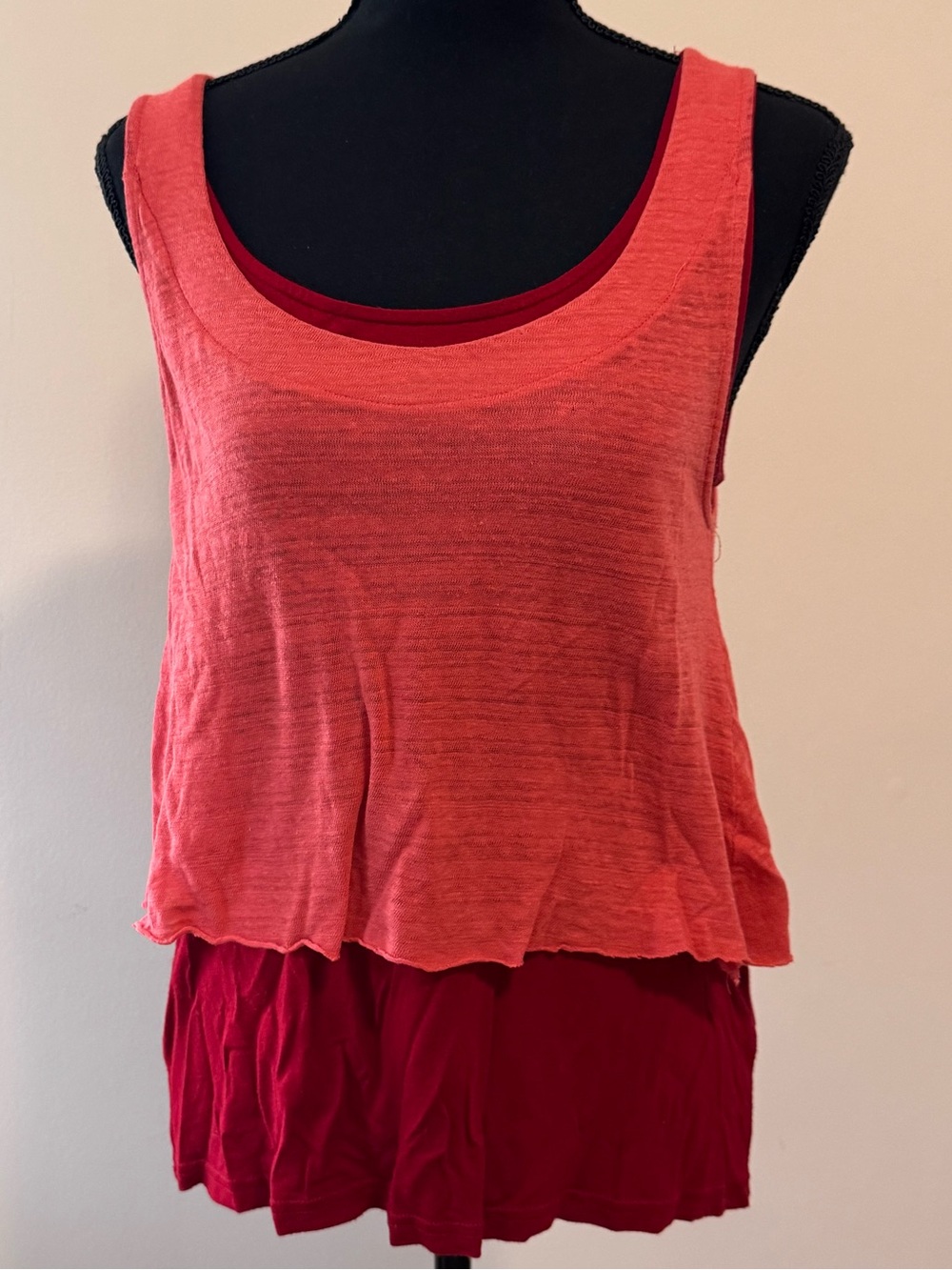 Anthropologie Coral Layered Tank Top